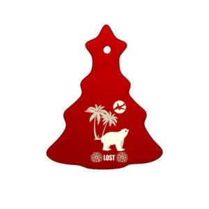 Lost Polar Bear Island And Plane Gift Ceramic Tree Ornament