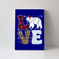 Love Polar Bear Christmas Buffalo Plaid Animal Snowflakes Gift Canvas