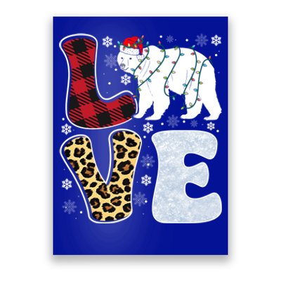 Love Polar Bear Christmas Buffalo Plaid Animal Snowflakes Gift Poster