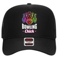 Leopard Print Bowler Chick Bowling Ball Art High Crown Mesh Back Trucker Hat