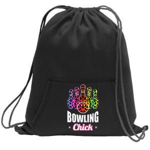 Leopard Print Bowler Chick Bowling Ball Art Sweatshirt Cinch Pack Bag