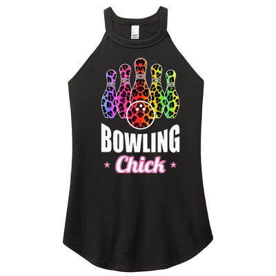 Leopard Print Bowler Chick Bowling Ball Art Women’s Perfect Tri Rocker Tank