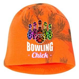 Leopard Print Bowler Chick Bowling Ball Art Kati - Camo Knit Beanie