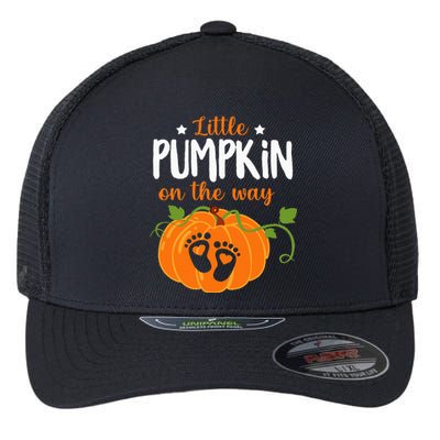 Lil Pumpkin Baby On The Way Pregnancy Announcement Halloween Flexfit Unipanel Trucker Cap