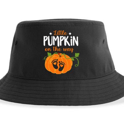 Lil Pumpkin Baby On The Way Pregnancy Announcement Halloween Sustainable Bucket Hat