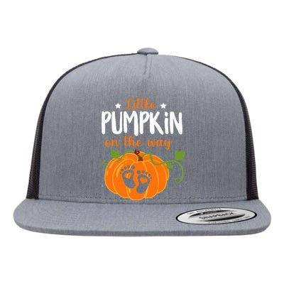 Lil Pumpkin Baby On The Way Pregnancy Announcement Halloween Flat Bill Trucker Hat