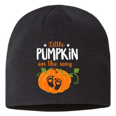 Lil Pumpkin Baby On The Way Pregnancy Announcement Halloween Sustainable Beanie