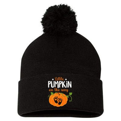 Lil Pumpkin Baby On The Way Pregnancy Announcement Halloween Pom Pom 12in Knit Beanie