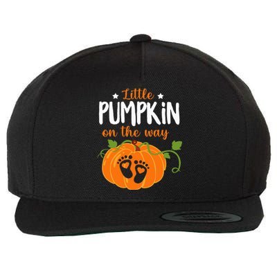 Lil Pumpkin Baby On The Way Pregnancy Announcement Halloween Wool Snapback Cap