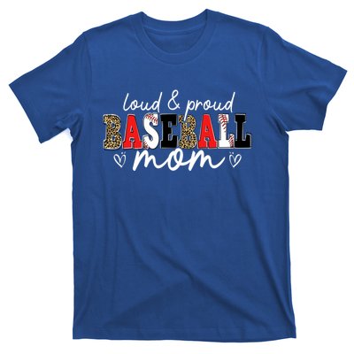 Loud Proud Baseball Mom Leopard Mama Mommy Mothers Day Gift T-Shirt