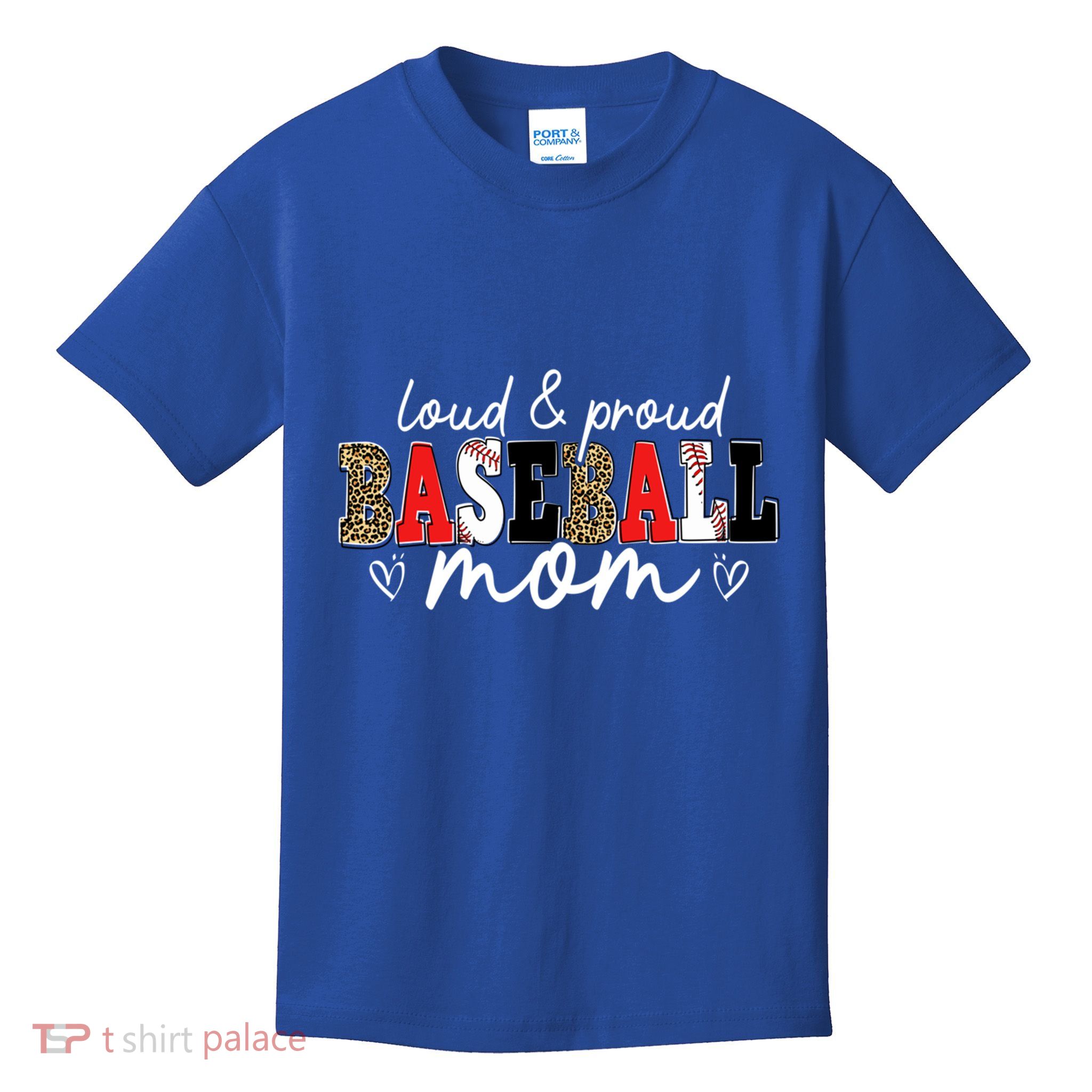 Loud Proud Baseball Mom Leopard Mama Mommy Mothers Day Gift Kids T-Shirt