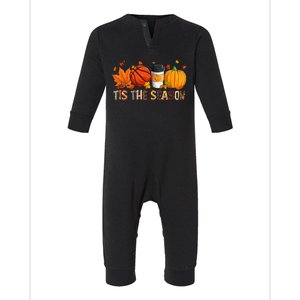 Leopard Pumpkin Basketball Halloween Fall Leaf Decor Infant Fleece One Piece