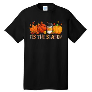 Leopard Pumpkin Basketball Halloween Fall Leaf Decor Tall T-Shirt