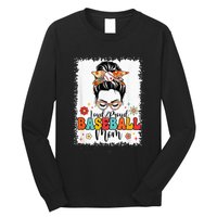 Loud & Proud Baseball Mom Groovy Messy Bun & Bleached Hair Long Sleeve Shirt