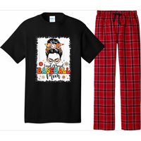 Loud & Proud Baseball Mom Groovy Messy Bun & Bleached Hair Pajama Set