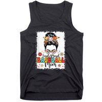 Loud & Proud Baseball Mom Groovy Messy Bun & Bleached Hair Tank Top