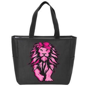 Lion Pink Bandana Breast Cancer Awareness Survivor Warrior Zip Tote Bag