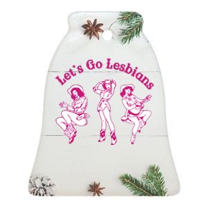 Lesbian Pride Baby Lgbtq Wlw Gift Western Cowgirl Rodeo Ceramic Bell Ornament