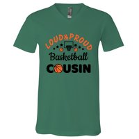 Loud & Proud Basketball Cousin Gift For Basketball Fan Sport Team V-Neck T-Shirt