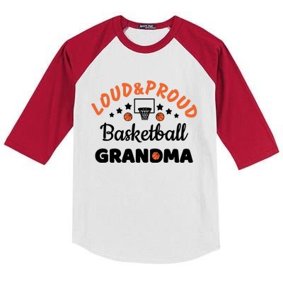 Loud & Proud Basketball Grandma Gift For Basketball Fan Sport Team Kids Colorblock Raglan Jersey