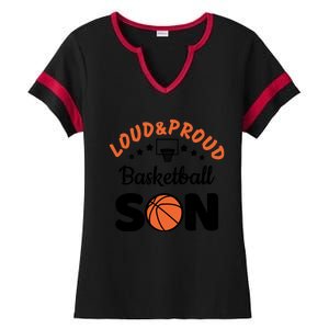 Loud & Proud Basketball Son Gift For Basketball Fan Sport Team Ladies Halftime Notch Neck Tee