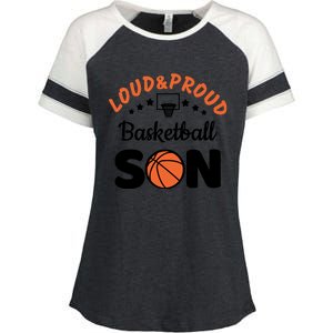 Loud & Proud Basketball Son Gift For Basketball Fan Sport Team Enza Ladies Jersey Colorblock Tee