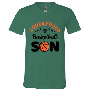 Loud & Proud Basketball Son Gift For Basketball Fan Sport Team V-Neck T-Shirt