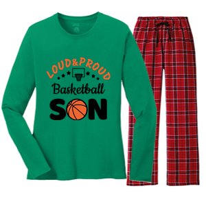 Loud & Proud Basketball Son Gift For Basketball Fan Sport Team Women's Long Sleeve Flannel Pajama Set 