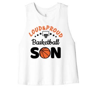 Loud & Proud Basketball Son Gift For Basketball Fan Sport Team Women's Racerback Cropped Tank