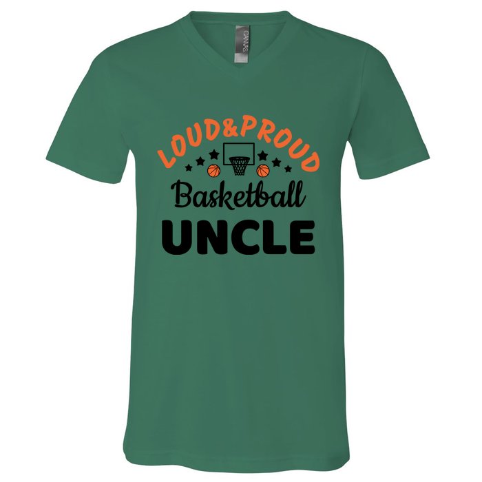 Loud & Proud Basketball Uncle Gift For Basketball Fan Sport Team V-Neck T-Shirt