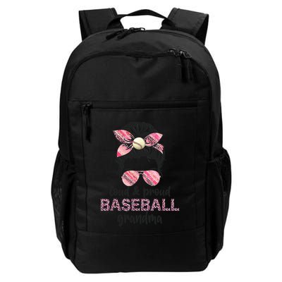 Loud Proud BaseBall Grandma Life Messy Bun Leopard Game Day Backpack