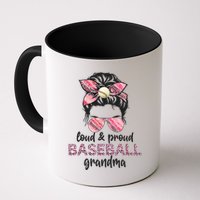 Loud Proud BaseBall Grandma Life Messy Bun Leopard Game Day Mug
