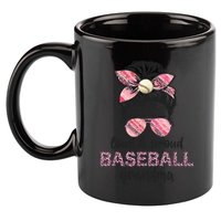 Loud Proud BaseBall Grandma Life Messy Bun Leopard Game Day 11oz C Handle Ceramic Mug