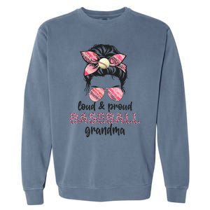 Loud Proud BaseBall Grandma Life Messy Bun Leopard Game Day Garment-Dyed Sweatshirt