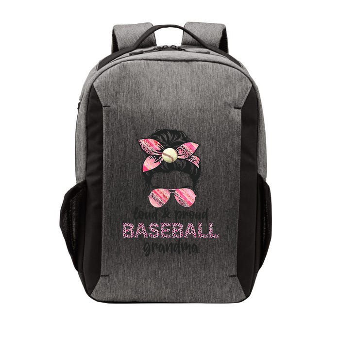 Loud Proud BaseBall Grandma Life Messy Bun Leopard Game Day Vector Backpack