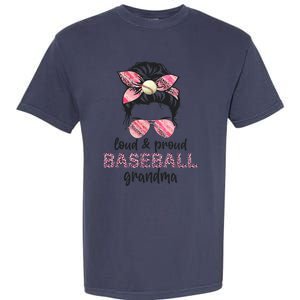 Loud Proud BaseBall Grandma Life Messy Bun Leopard Game Day Garment-Dyed Heavyweight T-Shirt