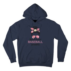 Loud Proud BaseBall Grandma Life Messy Bun Leopard Game Day Hoodie