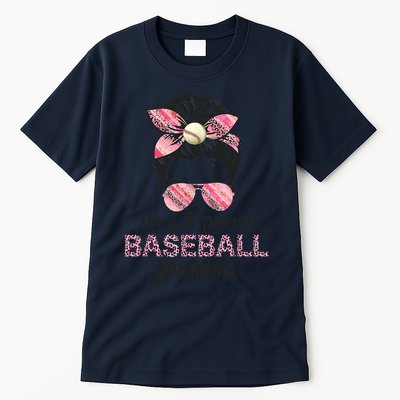 Loud Proud BaseBall Grandma Life Messy Bun Leopard Game Day Tall T-Shirt
