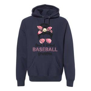 Loud Proud BaseBall Grandma Life Messy Bun Leopard Game Day Premium Hoodie