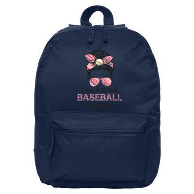 Loud Proud BaseBall Grandma Life Messy Bun Leopard Game Day 16 in Basic Backpack