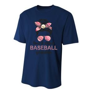 Loud Proud BaseBall Grandma Life Messy Bun Leopard Game Day Performance Sprint T-Shirt