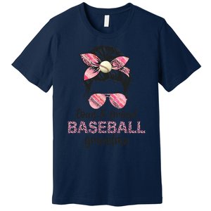 Loud Proud BaseBall Grandma Life Messy Bun Leopard Game Day Premium T-Shirt