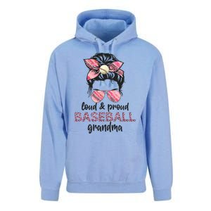 Loud Proud BaseBall Grandma Life Messy Bun Leopard Game Day Unisex Surf Hoodie