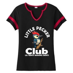 Little Pecker Club Lil Gents Making Dents Funny Woodpecker Ladies Halftime Notch Neck Tee