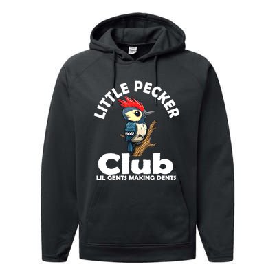 Little Pecker Club Lil Gents Making Dents Funny Woodpecker Performance Fleece Hoodie