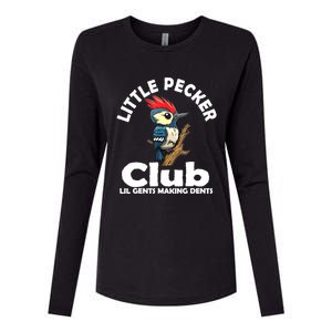 Little Pecker Club Lil Gents Making Dents Funny Woodpecker Womens Cotton Relaxed Long Sleeve T-Shirt