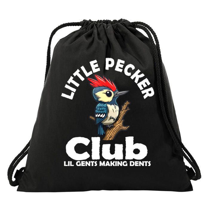 Little Pecker Club Lil Gents Making Dents Funny Woodpecker Drawstring Bag