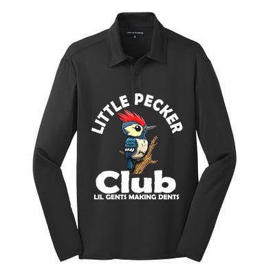 Little Pecker Club Lil Gents Making Dents Funny Woodpecker Silk Touch Performance Long Sleeve Polo