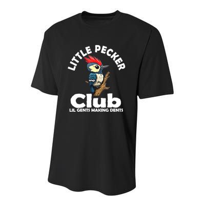 Little Pecker Club Lil Gents Making Dents Funny Woodpecker Youth Performance Sprint T-Shirt