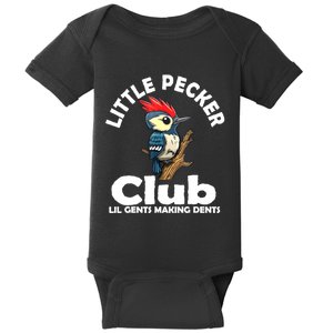 Little Pecker Club Lil Gents Making Dents Funny Woodpecker Baby Bodysuit